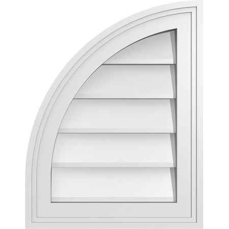 Ekena Millwork Quarter Round Top Left Surface Mount PVC Gable Vent w/ 2"W x 1-1/2"P Brickmould Frame, 14"W x 18"H GVPQL14X1802SN